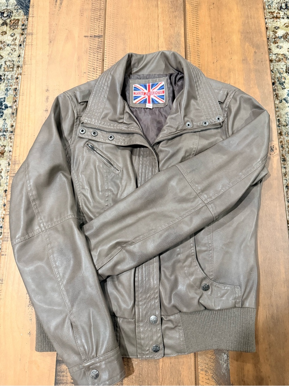 Miss London Faux Leather Bomber Jacket